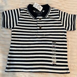 Children’s Place black and white button up short sleeve top